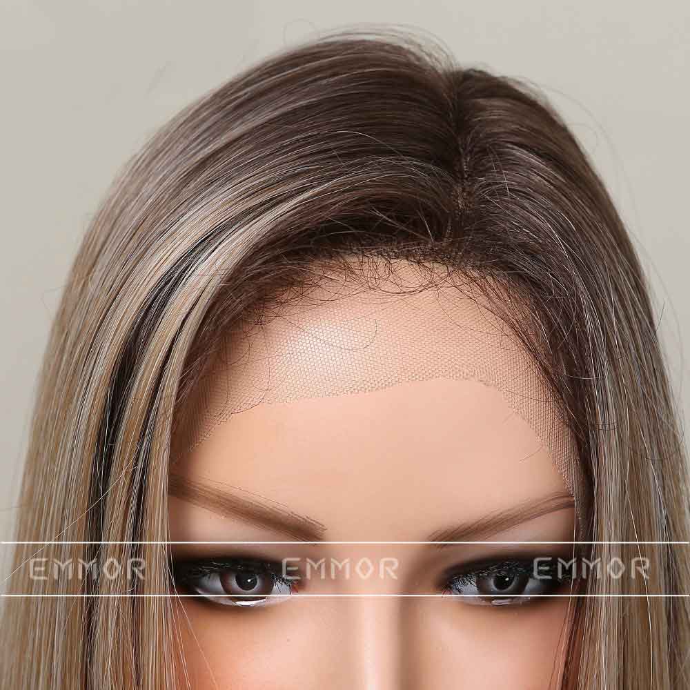 gold highlight front lace wig back side