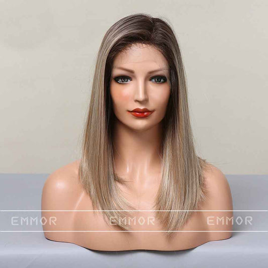 gold highlight front lace wig back side