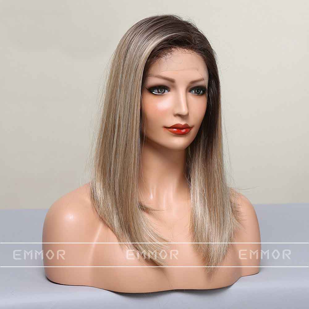 gold highlight front lace wig back side