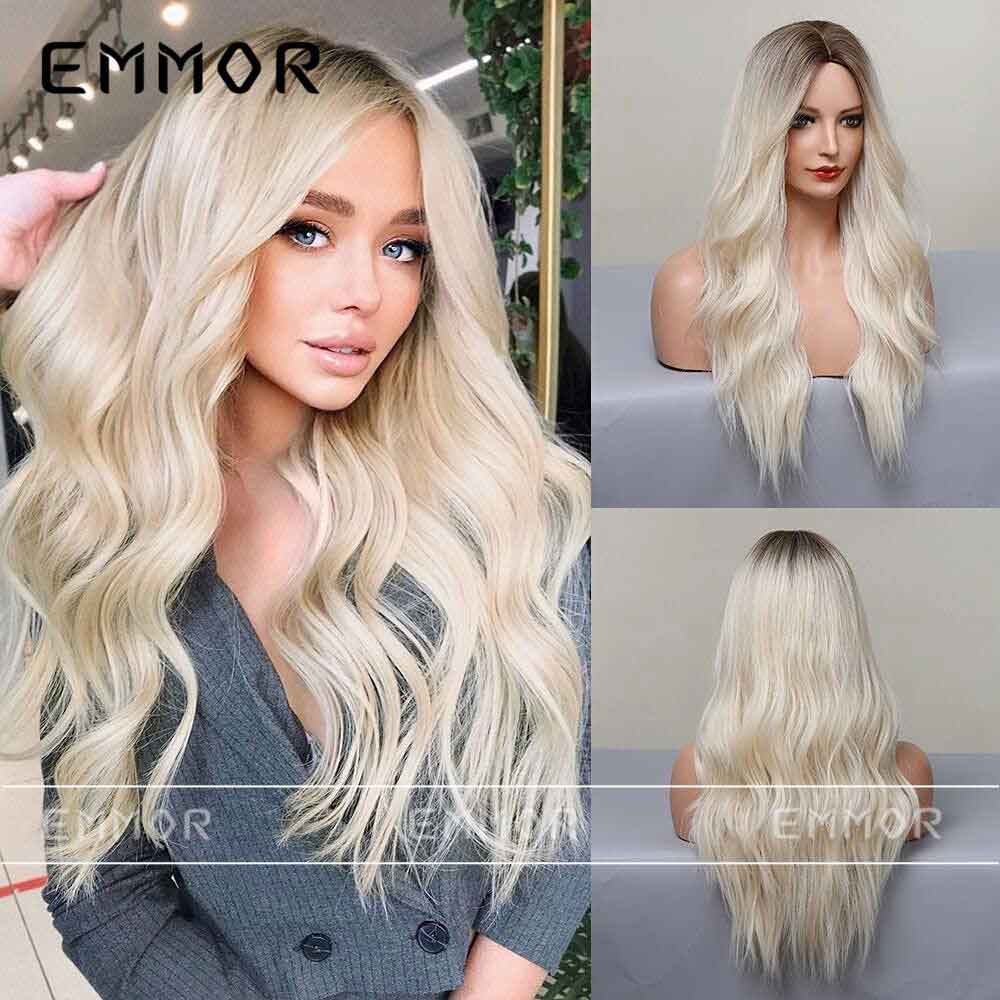 White highlights wave wig front side